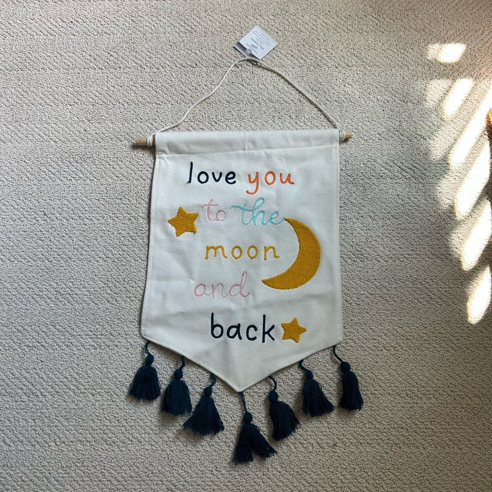 love you to the moon and back wall tapestry